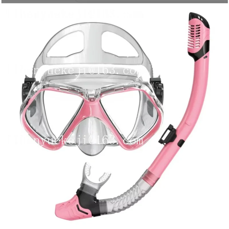 New Design Snorkel Tube Set Silicone Snorkeling Mask New Tempered Glass Large Frame Diving Mask Set (M2003 + S11S-S)