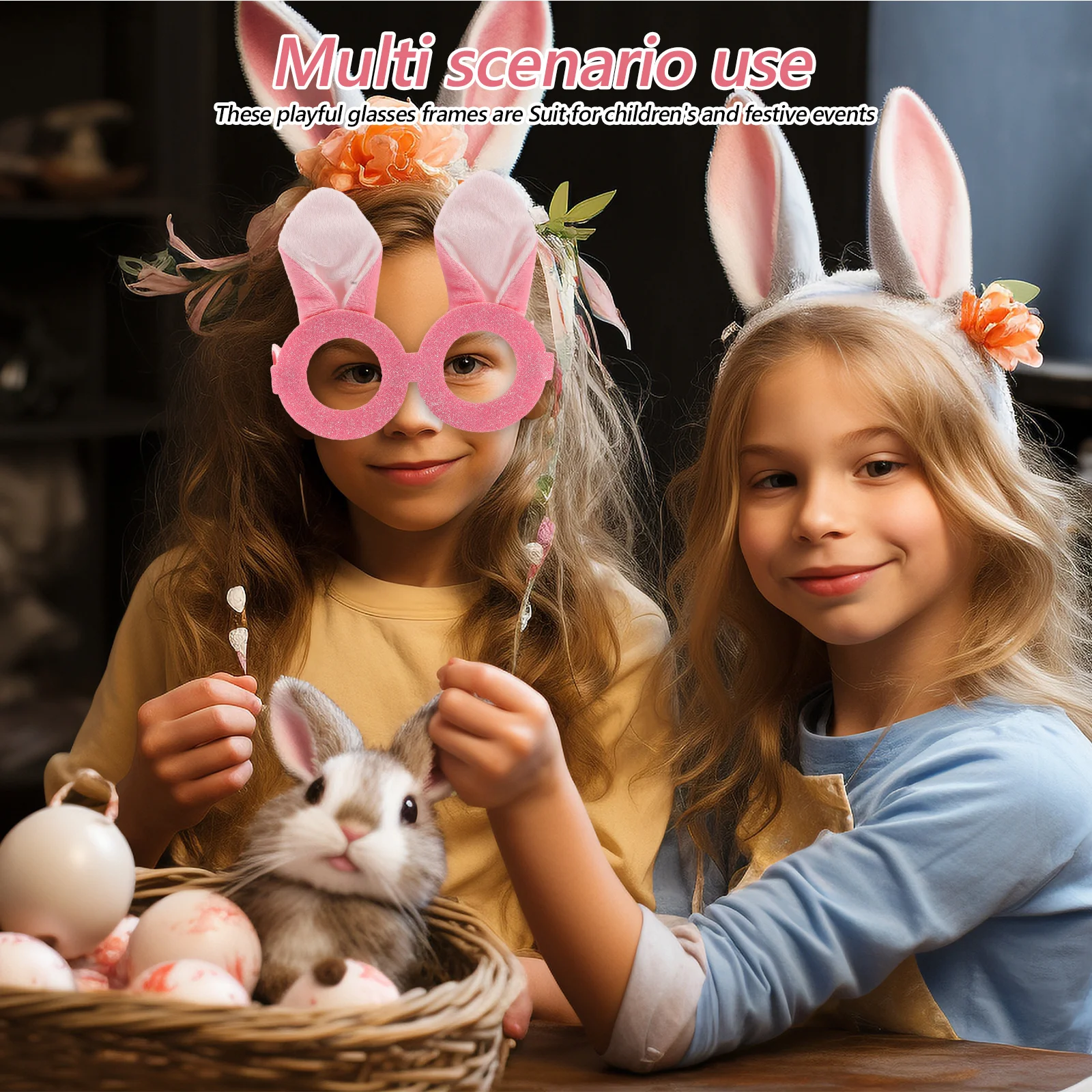 بريق أرنب عيد الفصح النظارات الإطار الأذن النظارات عيد الفصح كابينة تصوير الدعائم زي حفلة اكسسوارات نظارات الاطفال