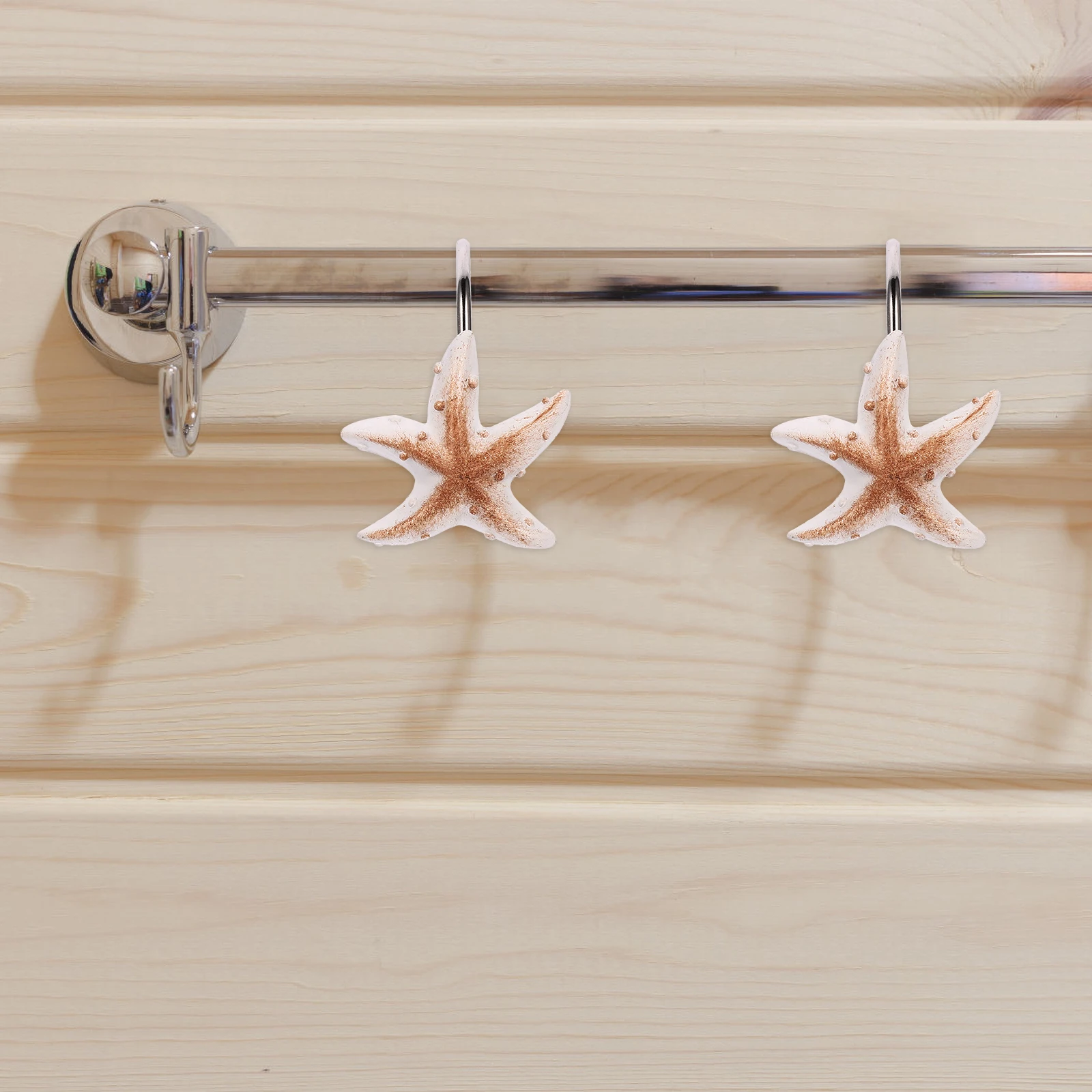 

12 Pcs Seashell Hooks Bathroom Curtain Accessories Decorative Shower Hangers Resin Stainless Steel Lightweight Practical Modern