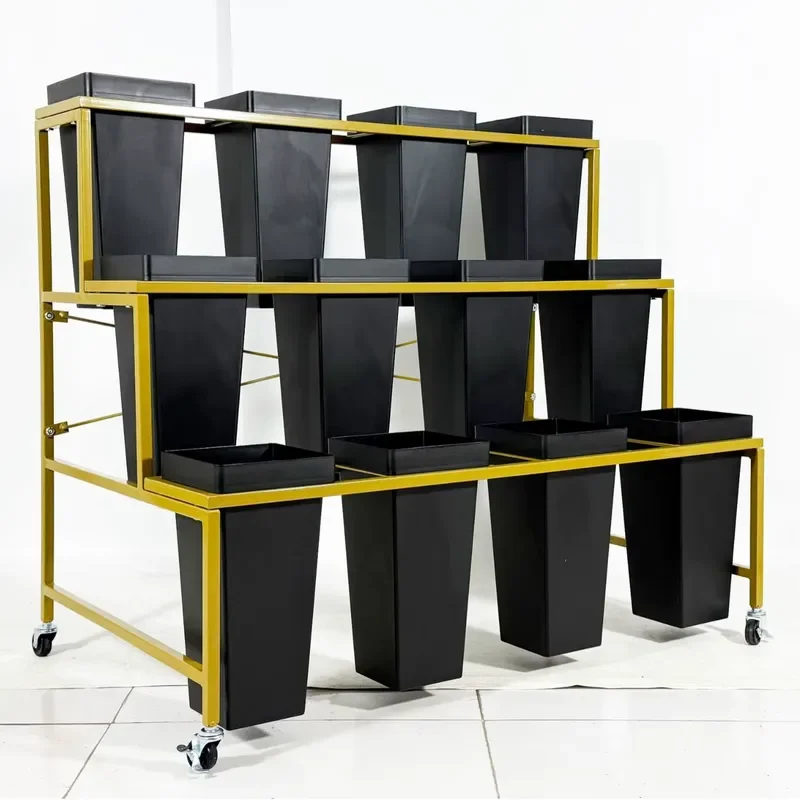 for Detachable 3 Layer Decorative Flower Display Rack Beautiful Flower Cart Display Stand Flower Shop Outdoor Frame with 9