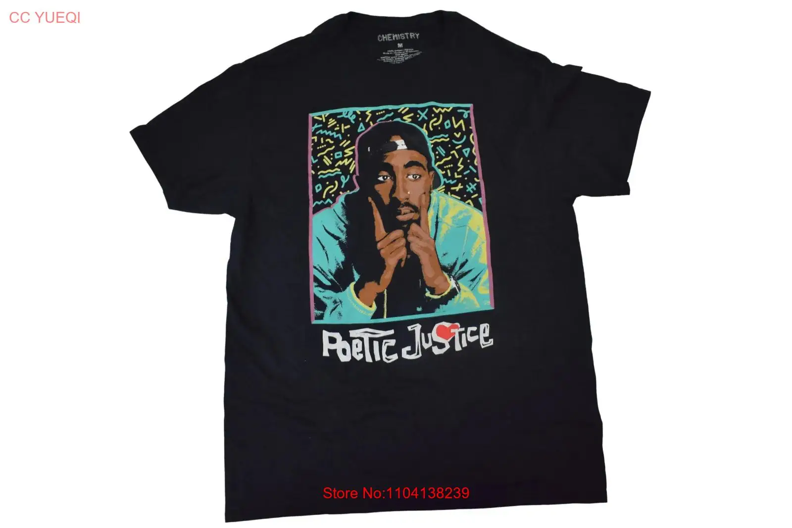 Chemistry Mens Poetic Justice Tupac Shakur 2Pac Black Shirt New M long sleeves