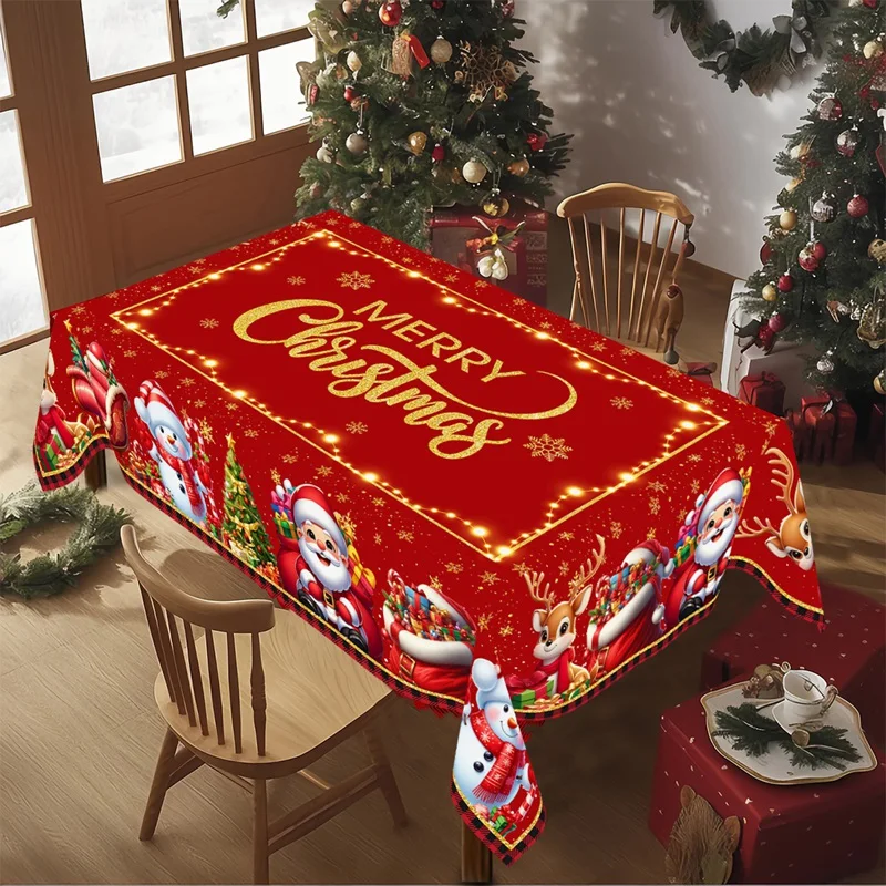 2026 Christmas Tablecloth Christmas Decorations for Home Xmas Gifts Navidad New Year Winter Holiday Kitchen Dining Table Cover