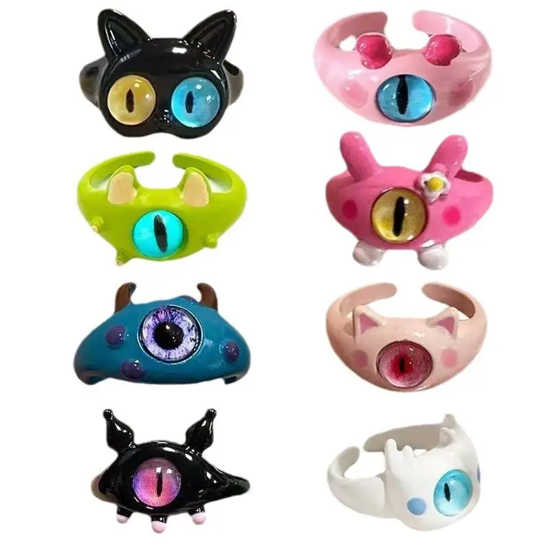 Niedliches kleines Monster 2025, neuer Ring Dopamin-Paar-Freundin-Ring, Kinder-Geschenk, Cartoon-Ring