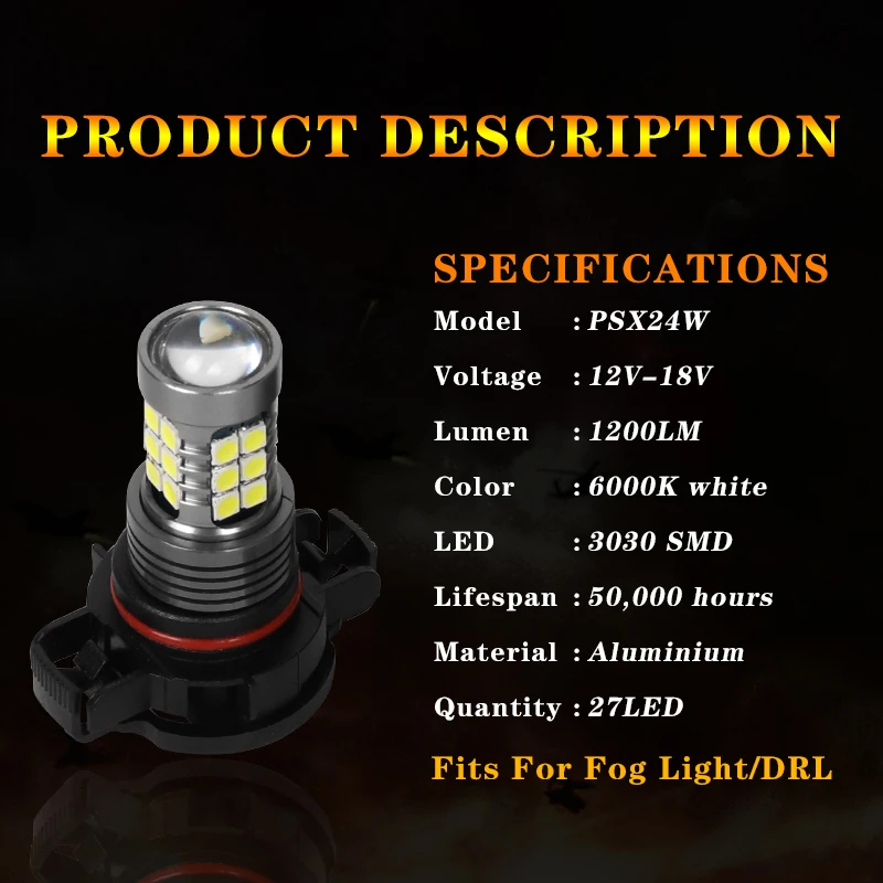 2 PCS LED Lamp Car Front Fog Light For Chevrolet Captiva 2012 2013 2014 2015 2016 2017 Accessories