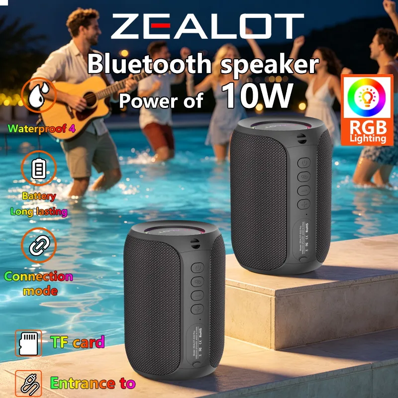 Zealot S32 Pro 15 W kabellose Lautsprecher, Dual-Pairing, 3600-mAh-Akku, 12 Stunden Spielzeit, lautes Stereo, boomender Bass.