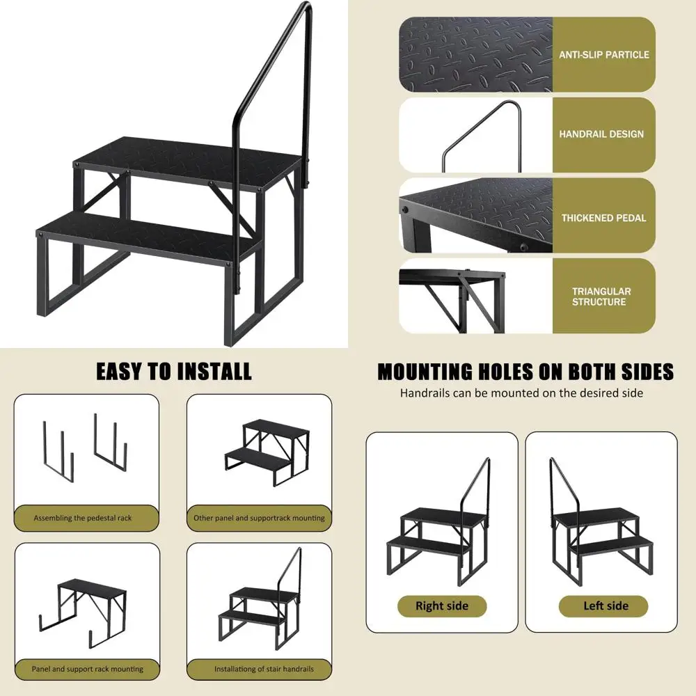 

Heavy Duty Above Ground Pool Ladder with 660-Pound Capacity, Step Stool and Handle, Outdoor Steps for RV and Camping, Reaching H