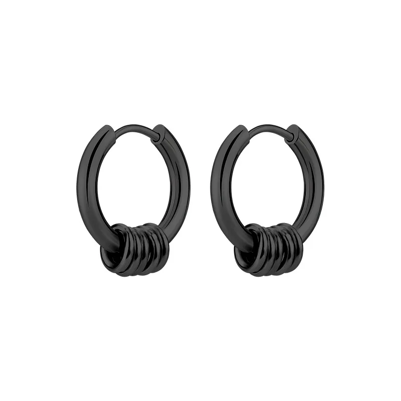 Vergoldete Schwarze Kleine Creolen aus Edelstahl Personalisierter Titanstahl-Schmuck Einfaches Modisches Accessoire – Detail 5