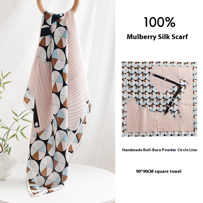 

Маленький квадратный шарф телесного цвета из 100% тутового шелка, скрученный вручную, высококачественный, 90 см.