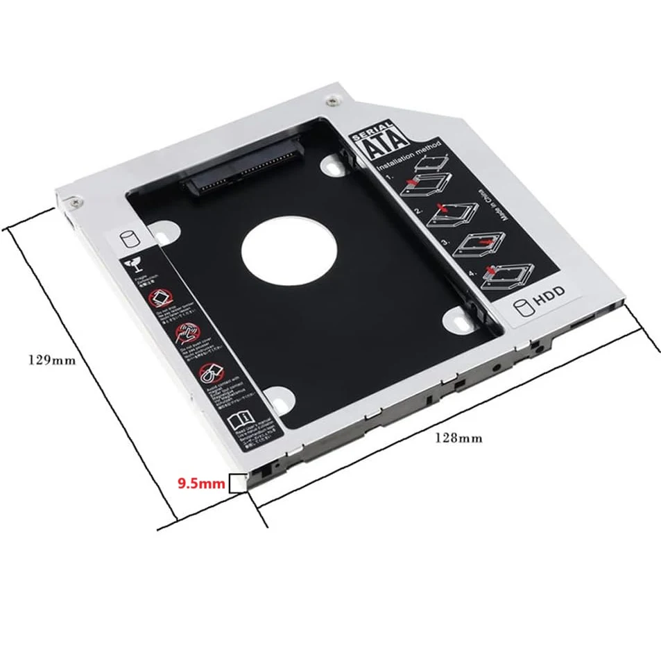 SATA 9.5mm 2nd HDD SSD Hard Drive Optical bay Caddy for Lenovo IdeaPad 500-15ACZ 500-15ISK 100 110-15ISK G51-35 Y500 Y500N Y510P