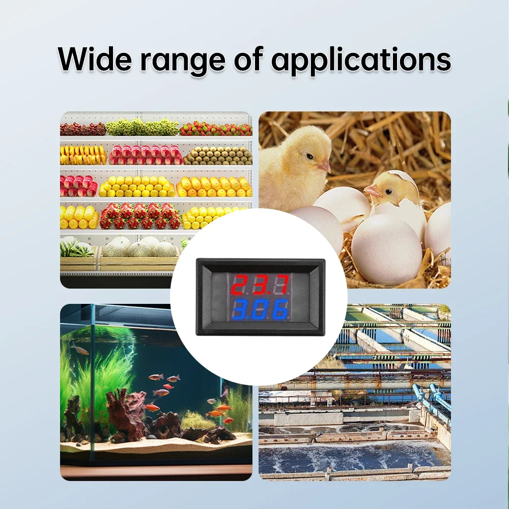 DC 4V to 28V 0.28 Inch Mini LED Dual Display Digital Temperature Sensor NTC Waterproof Metal Probe Temperature Tester