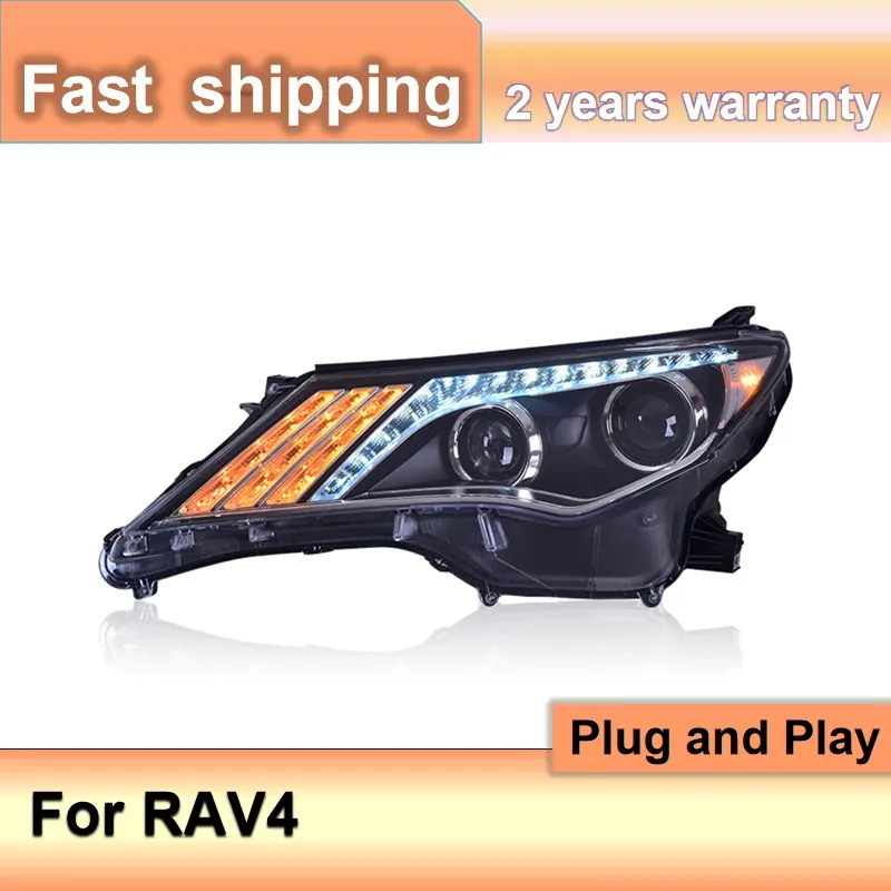 اكسسوارات السيارات لتويوتا RAV4 المصباح 2014-2015 RAV4 كشافات DRL بدوره إشارة منخفضة عالية شعاع العارض عدسة #6