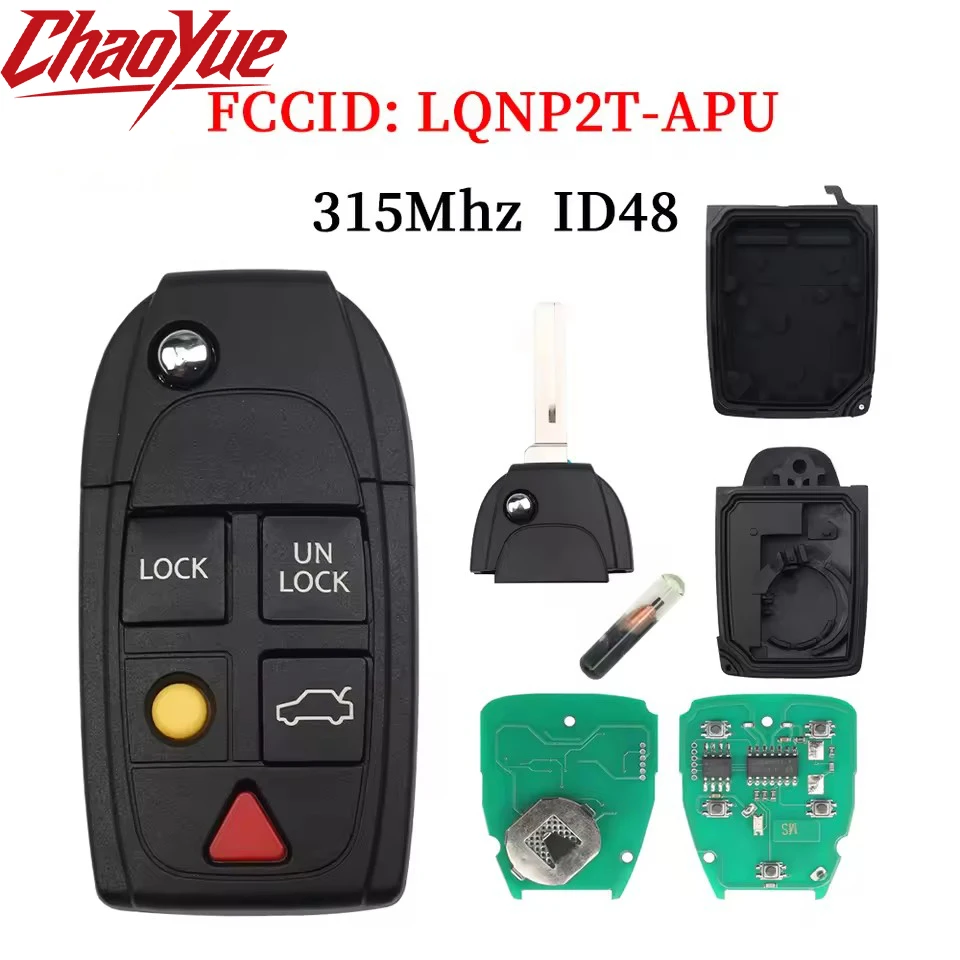 Llave de Coche con Control Remoto Plegable ChaoYue, 315MHz, Chip ID48 para Volvo XC70 XC90 S60 S70 S80 V70 2004 2005 2006 2007 2008-2015 LQNP2T-APU