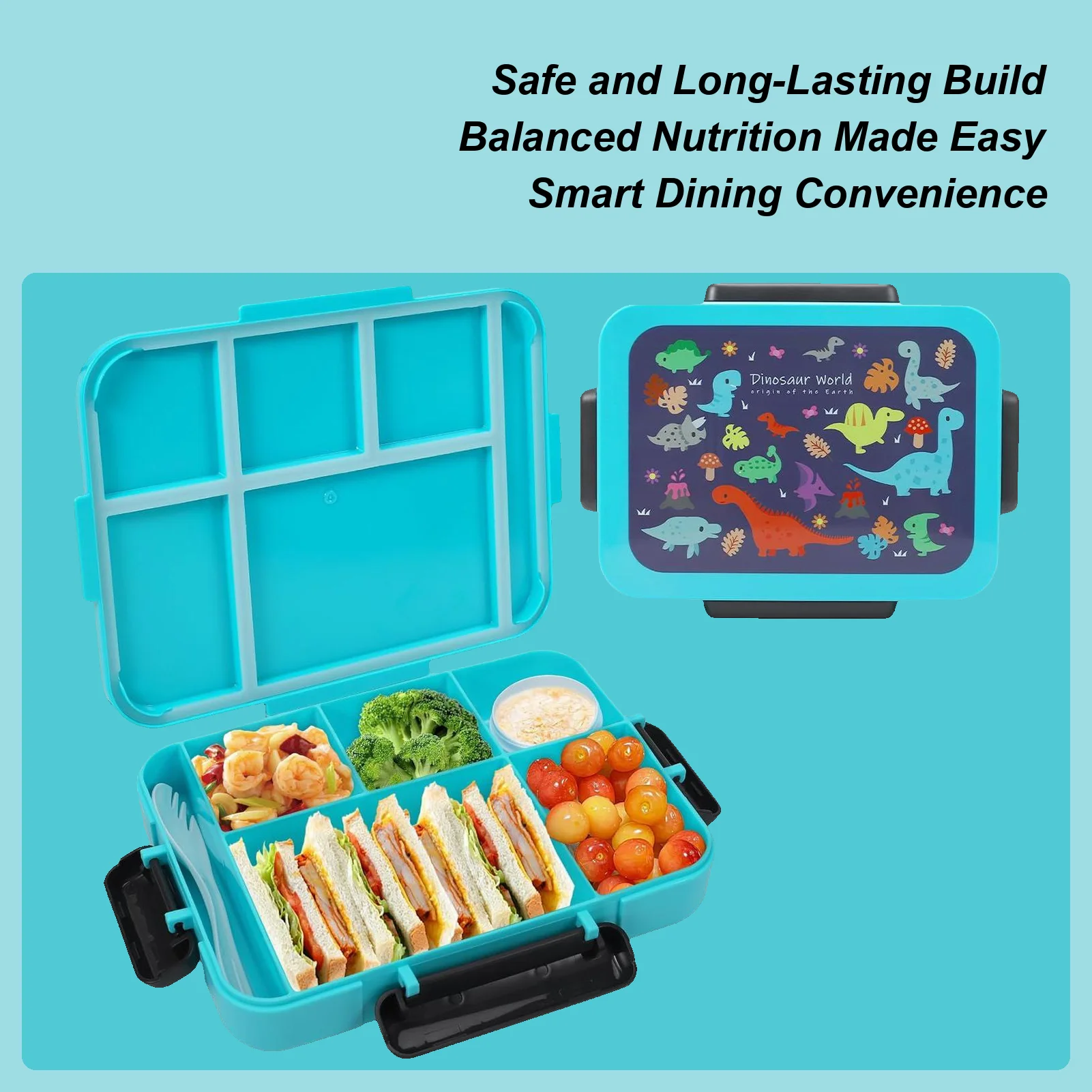 

Kids School Lunch Box Toddler Lunch Box Food Container Leakproof 5-Compartment Containers With Tableware For Travel Food Storage