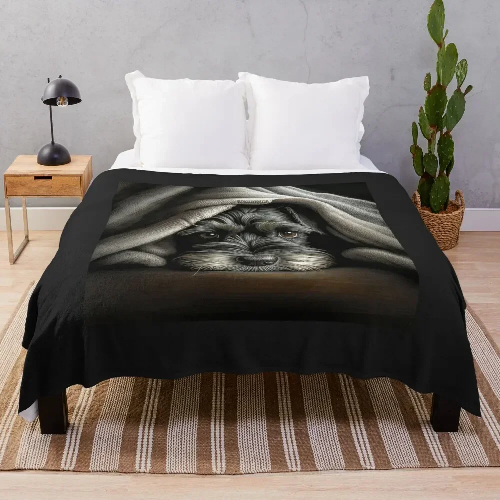 

Cute Mini Schnauzer Throw Blanket Cozy Home Blanket Gift for Christmas Holiday