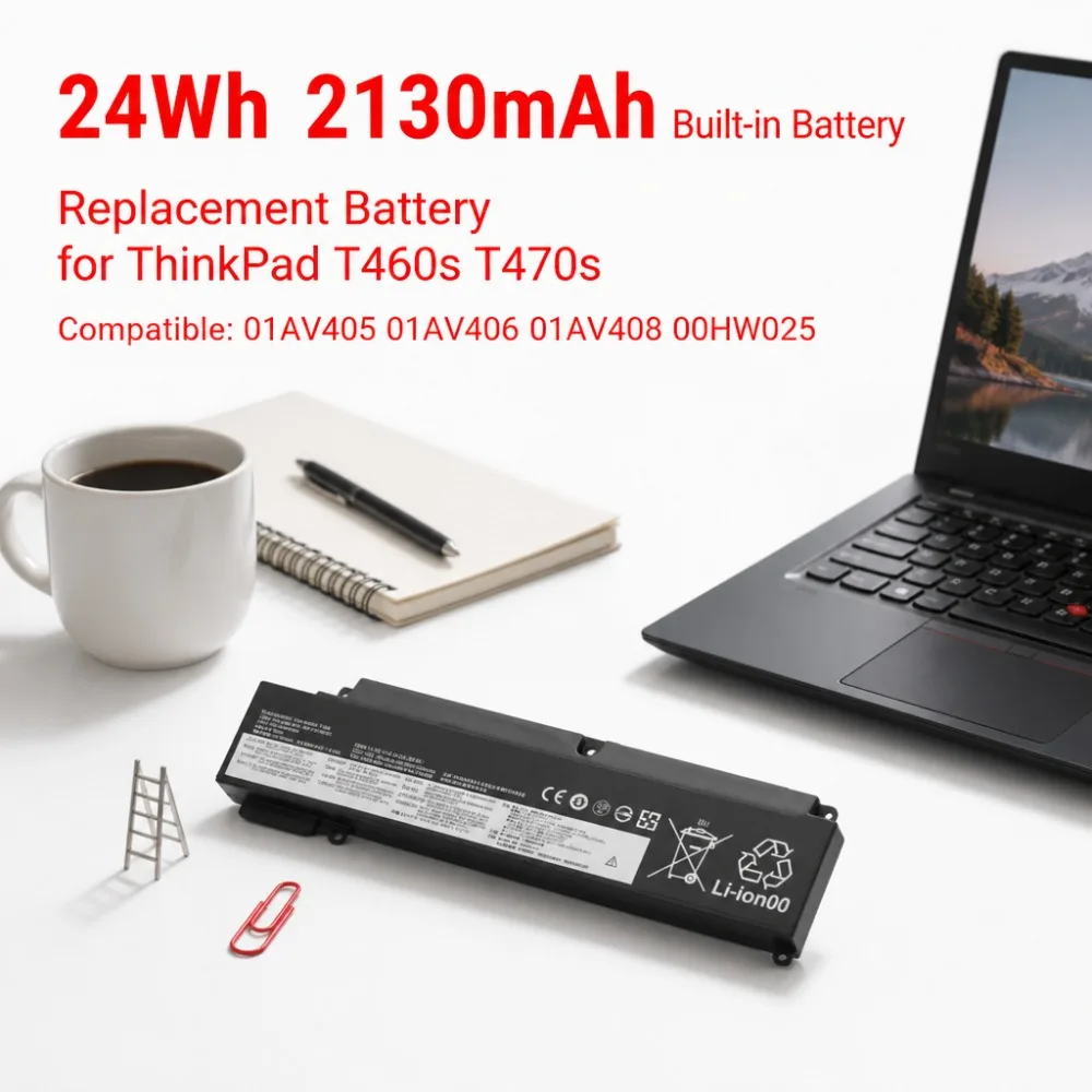 For Lenovo ThinkPad T460s T470s Battery 01AV405 01AV406 01AV408 00HW025 24Wh 2130mAh Built-in Internal Replacement