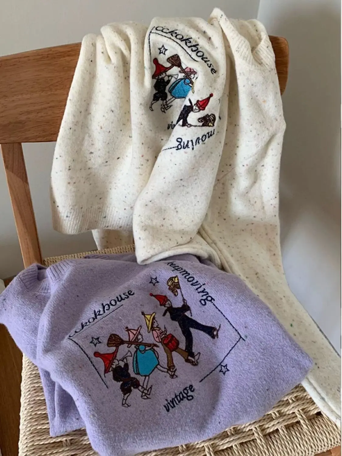Women’s Cartoon Knit Sweater - Loose Long Sleeve Pullover