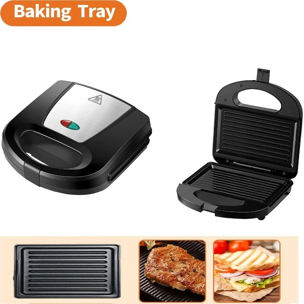 Multifunctional Breakfast Maker Double-Sided Heating Non-Stick Surface Waffle Sandwich Press Lockable Lid