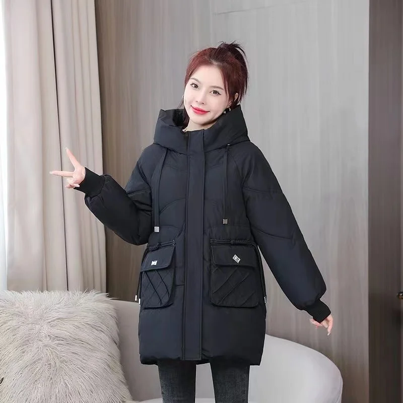 Solid Winter Women Coat Oversized Parkas Jackets Casual Thick Warm Hooded Coat 2024 New Female Winter Jacket Outwear