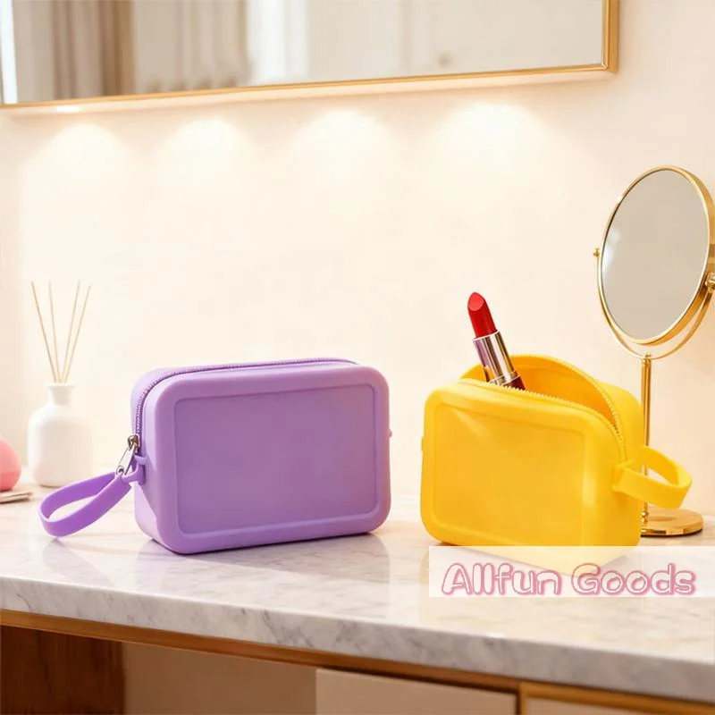 [TG835]Silicone Organizer Cosmetic Bag Vintage Waterproof Smooth Zipper Earphone Bag Macaron Color Wallet Coin Purse Students