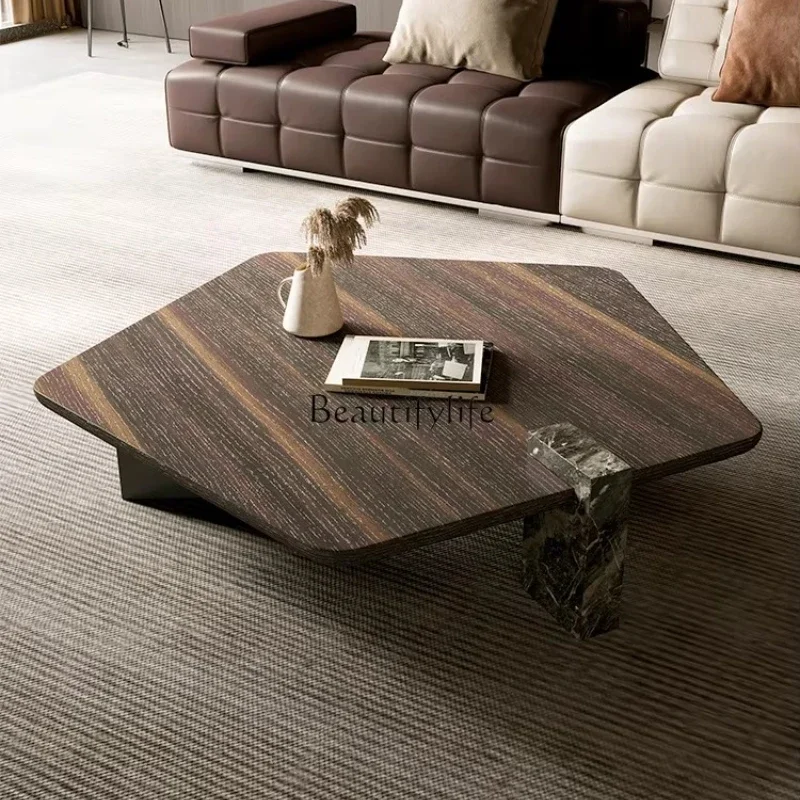 

ls 04Italian minimalist high-end living room tea table, smoked veneer creative special-shaped coffee table