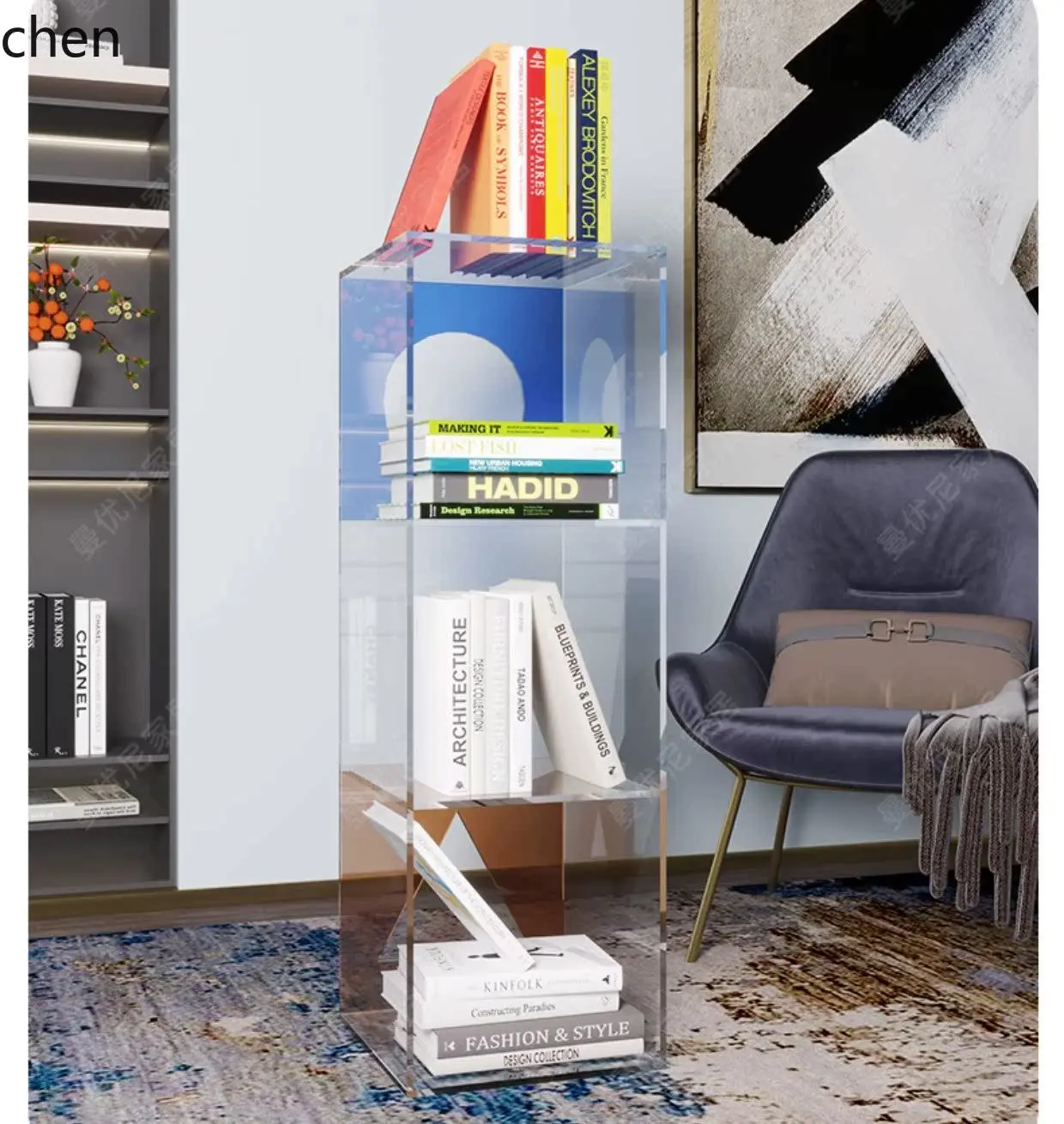 Shelf Acrylic Bookshelf Living Room Storage Display Shelf Multi-layer Figure Decorative Cabinet