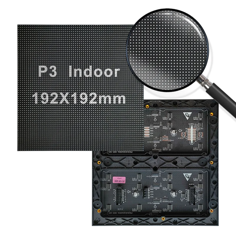 Indoor P3 Full-Color LED Module 192mm × 192mm 3mm Pixel Pitch Suitable for Indoor Advertising Display Screens