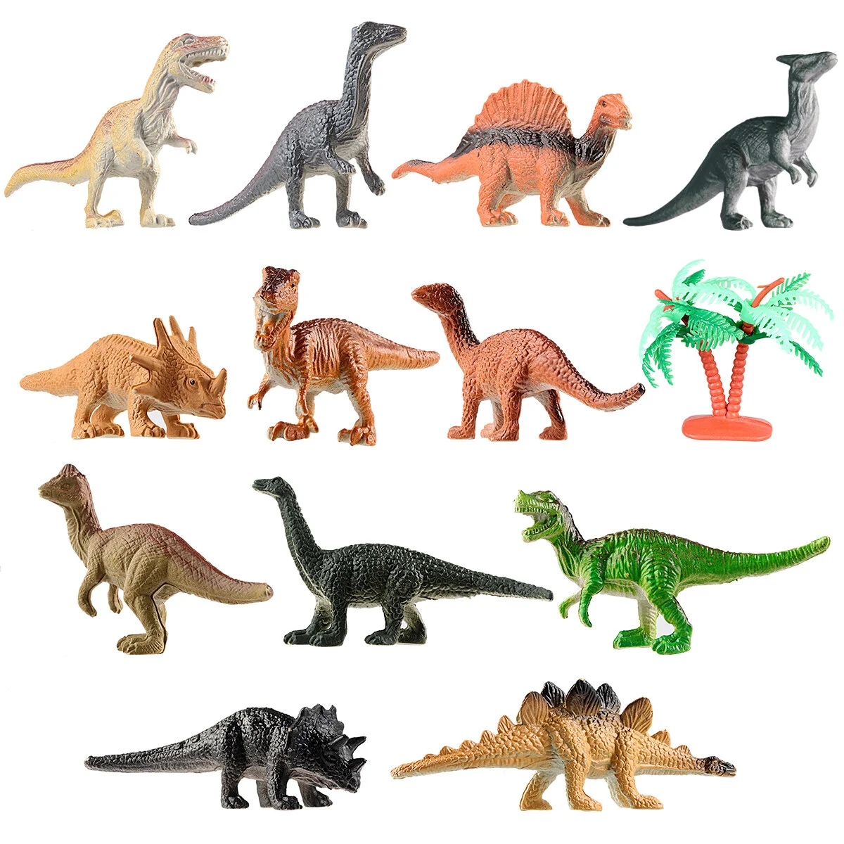 12 Piece Set Realistic Mini Toy Colorful Dinosaurs Ornament Miniature Dinosaurs Figure for Kids and Toddler Education