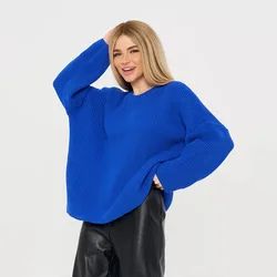 Nowy dzianinowy luźny damski sweter z długim rękawem Crewneck Sweter damski Sueter Feminino Pullover Damen Street Hipster Wear Clothes