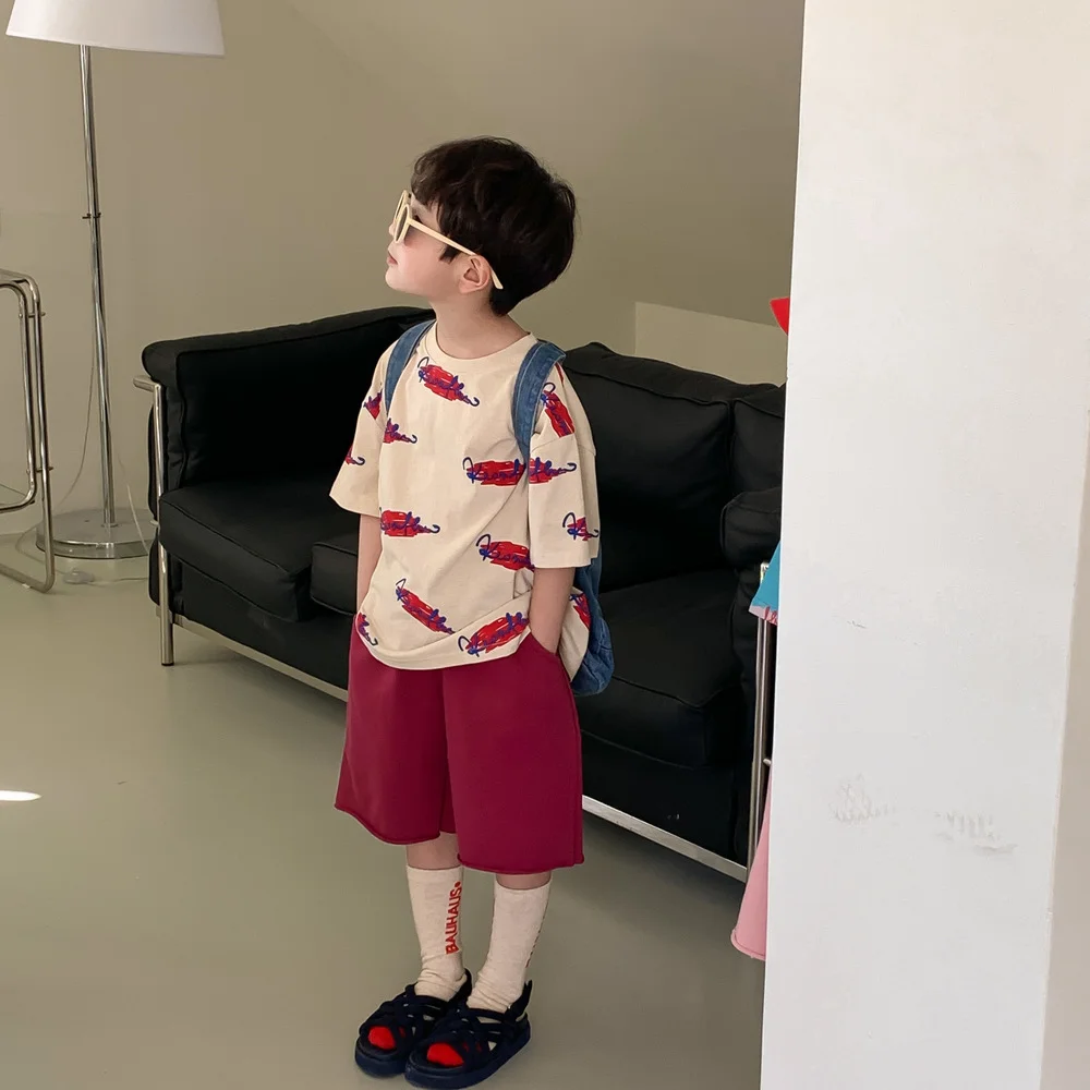 Stock Clearance Children's Summer T-Shirts Korean-style Graffiti Letter Print Baby Short Sleeve T Shirts Kids Casual Loose Tops