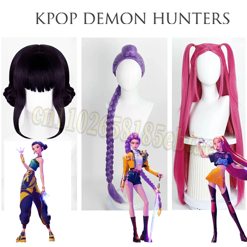 

Хэллоуин KPop Demon Huntrix Rumi Mira Zoey, косплей Perruques Cheveux Synthétiques Résistants À La Chaleur, аниме Perruque