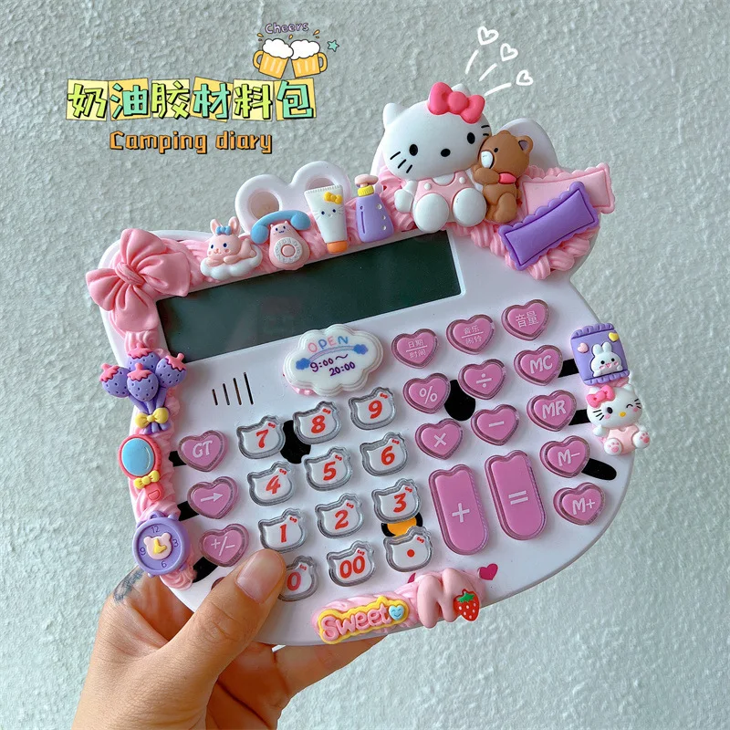 Hellokitty Glue Voice Calculator Cute Cartoon With Voice High Appearance Level Semi-finished Handmade Shop Diy Material Gift