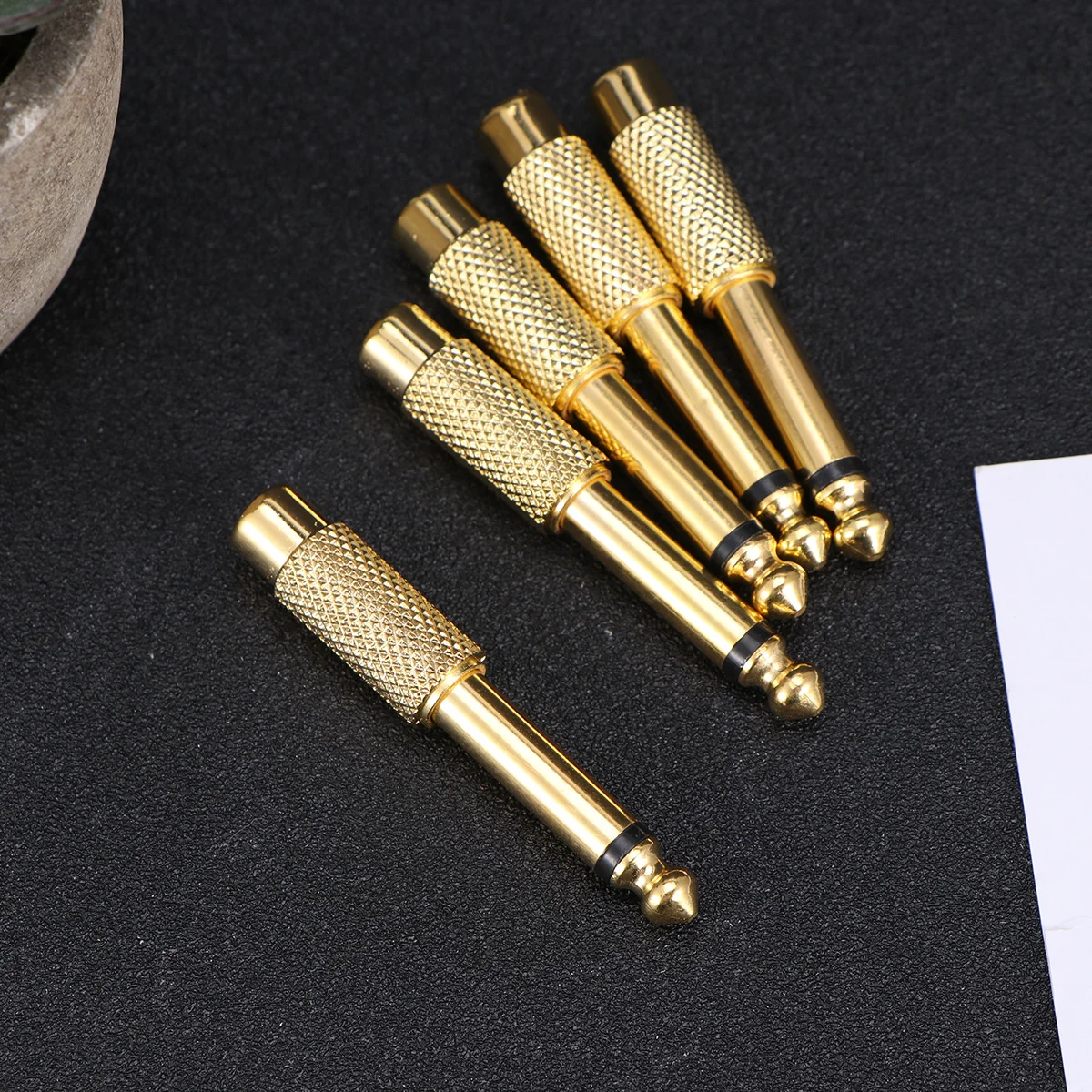 

5pcs 6.5Mm Male Mono Plug To Female Stereo Audio Adapter Connector Gold Plated For Speaker Microphone Audio Adapter Connector