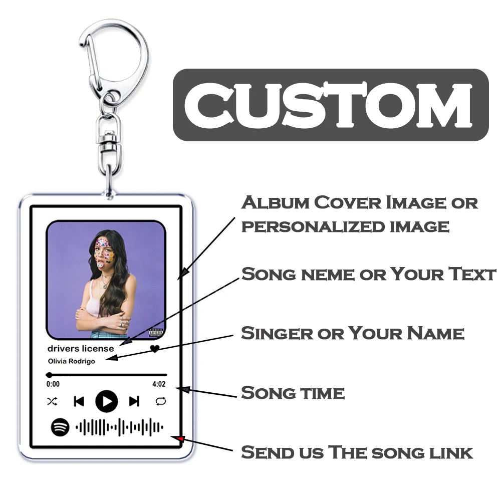 

Personalized Music Singer Song Keychain Custom Album Cover Photo Keyring Boyfriend Girlfriend Valentines Birthday Friends Gifts