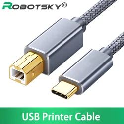 USB C to USB B 2.0 Printer Cable Braided Printer Scanner Cord for Canon Epson HP Samsung Printer Cord Scanner USB Printer Cable