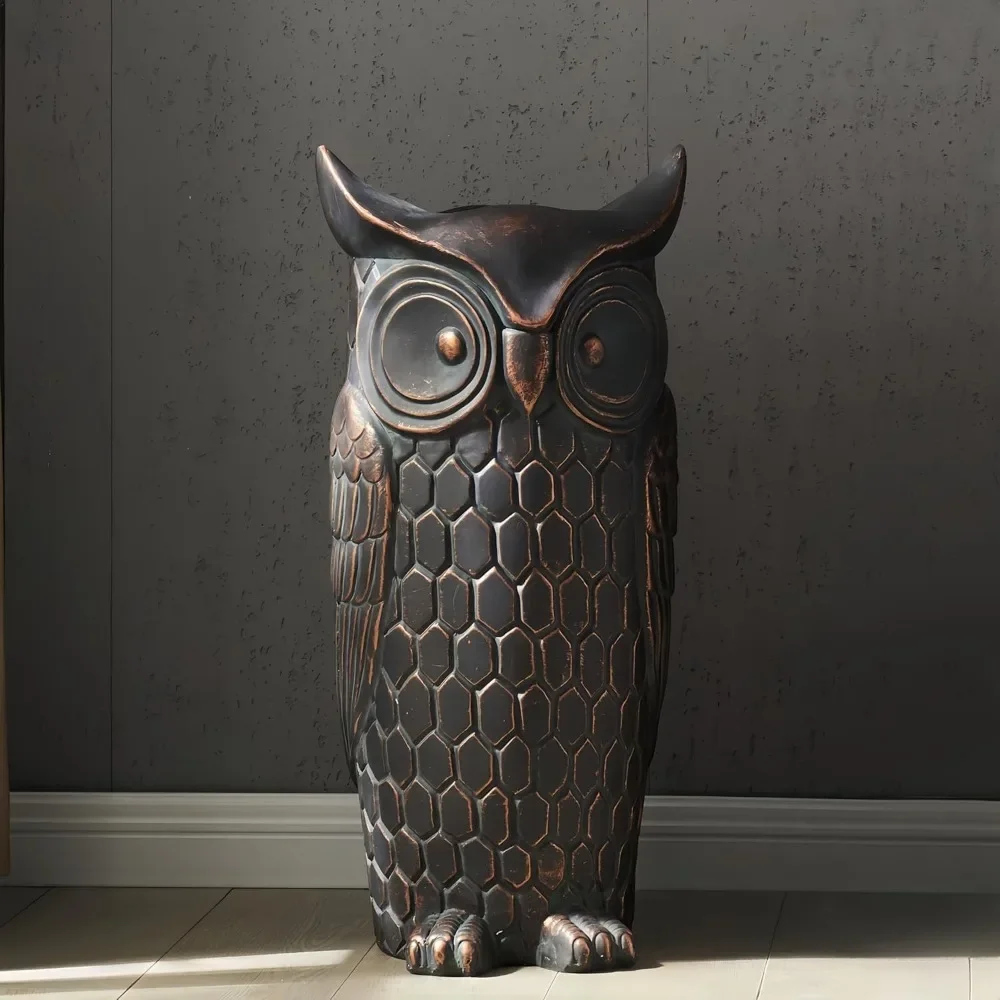 32 inches Tall Large Outdoor and Indoor Statue, Garden Sculpture, Faux Stone Owl Sculpture, Garden Decoration