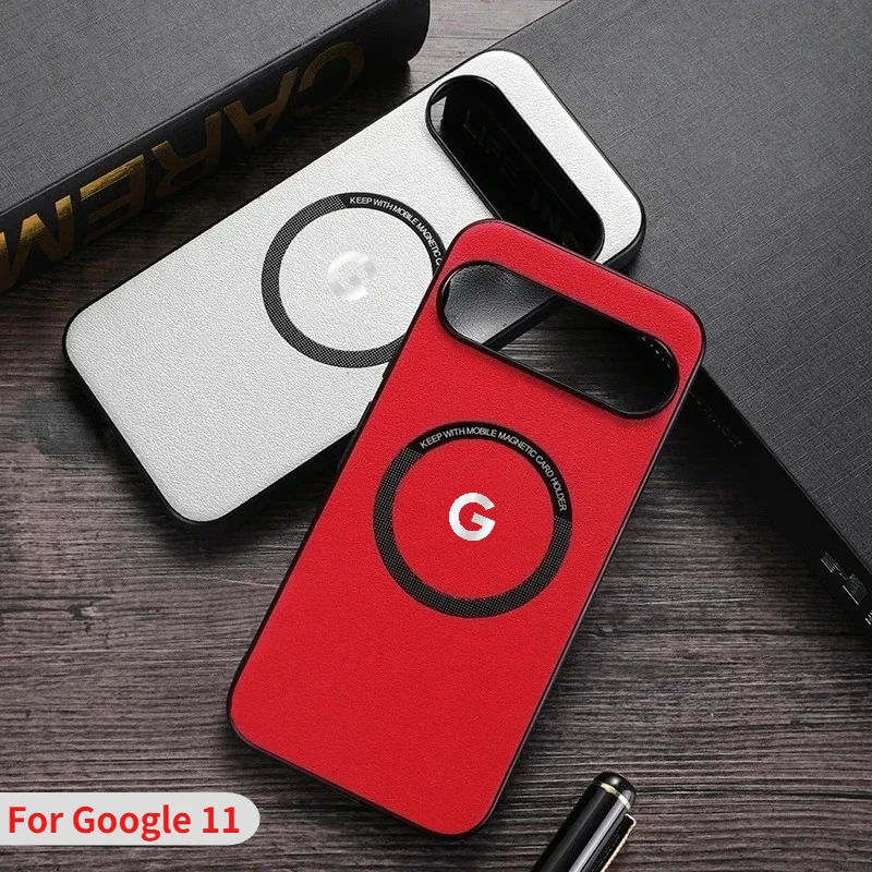 Image of Business-Auto-Magnetische Handyhülle mit G-Logo aus Leder für Google Pixel 11 10 9 8 7 6 A Pro XL für MagSafe Wireless Charging Cover