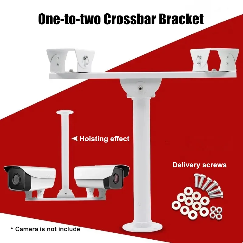One-to-two Monitoring Crossbar Bracket CCTV Camera Holder Stand For Security Surveillance Dual Camera Hoisting Vertical Mount