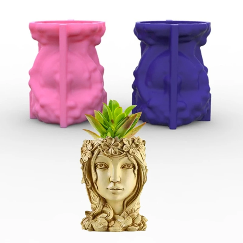 R3MC Goddess Gypsum Silicone Mold Diy Succulents Concrete Flower Pot Vase Plaster Cement Mold Clay Mold Candle Holder Mold