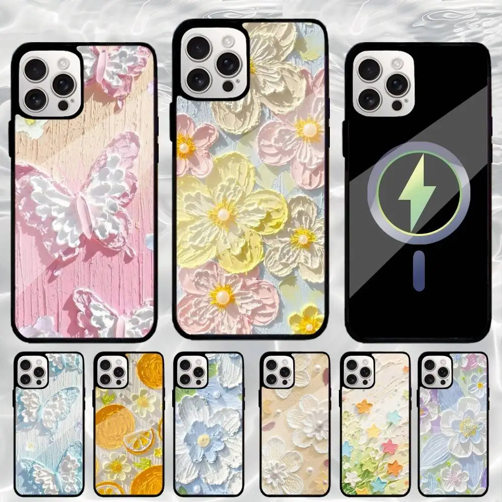 

3D Oil Painting Phone Case For iPhone17,16,15,14,13,12,11 Plus,Wireless charging protective case soft cover