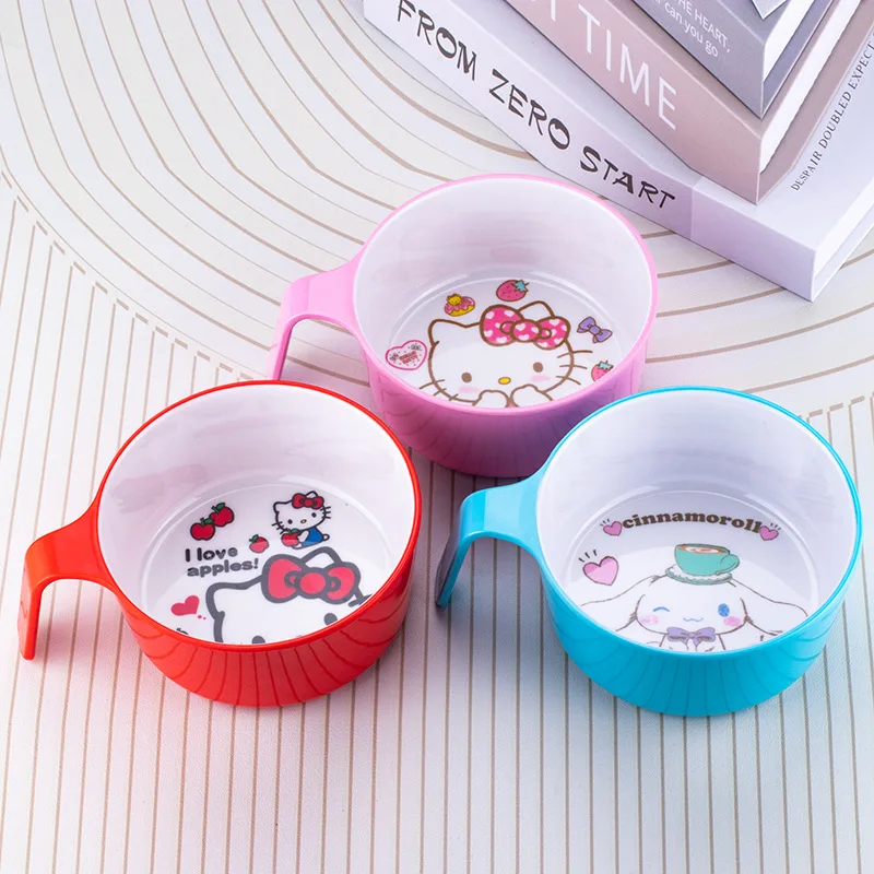 

New Hello Kitty Bowl Cartoon Kuromi Children's Tableware Cute Anime Creative Anti-drop Anti-scald Soup Bowl Girl Boy for Gifts