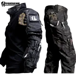 Tactical Hunting Suit for Outdoors Training Conjunto de Camo Durável Respirável, Impermeável e de Secagem Rápida, Windproof Combat, Conjunto de 2 Peças, Novo