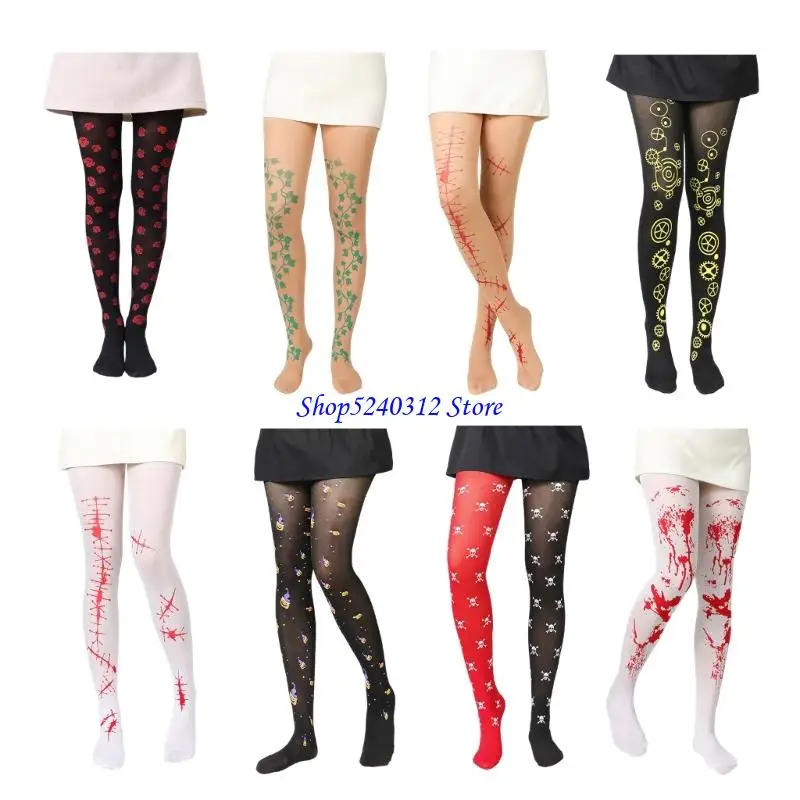 634C Halloween Party Legwear Soft Polyester Fabric Breathable Design Multiple Styles