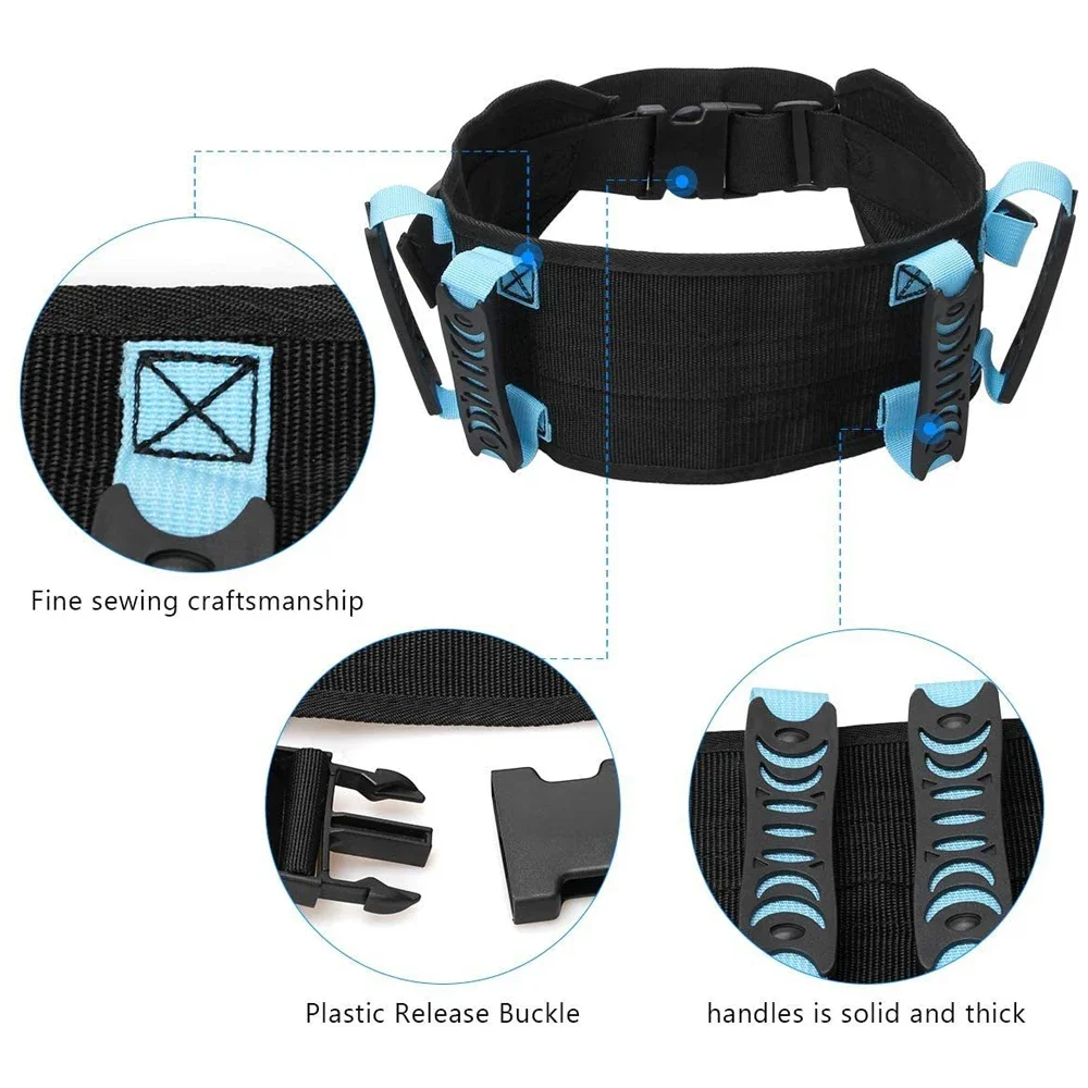 Adjustable Strap Gait Transfer Belts, Gait Belt with 6 Pcs Transfer Belt Handles, Plastic Release Buckle