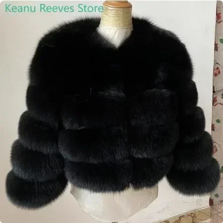 NEW European and American Fur Coat Imitation Fox Fur Splicing Winter Coat Thickened Warm Long Sleeve Short Fur Coat in Stock