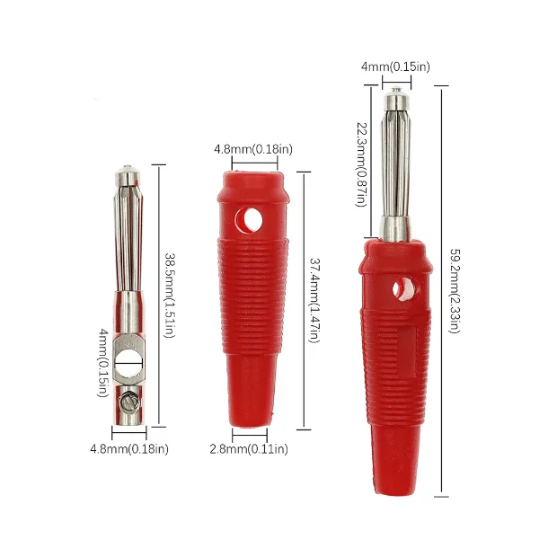 Pure Copper Solderless 32A High Current High Voltage Connector 4mm Banana Plug Speaker Cable Banana Head Red Black blue