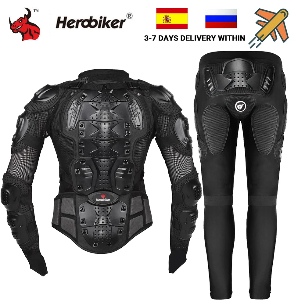 HEROBIKER Motorcycle Jacket Men Full Body Motorcycle Armor Motocross Racing Moto Jacket Riding Motorbike Protection Size S-5XL #