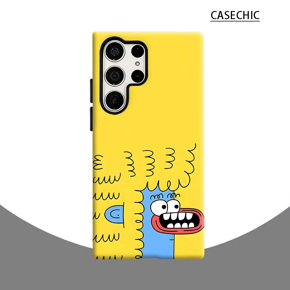 Silly Blue Monster Phone Case for Samsung Galaxy S26 S25 Ultra S24 S23 Ultra Plus Shockproof Double layer tough Back Cover