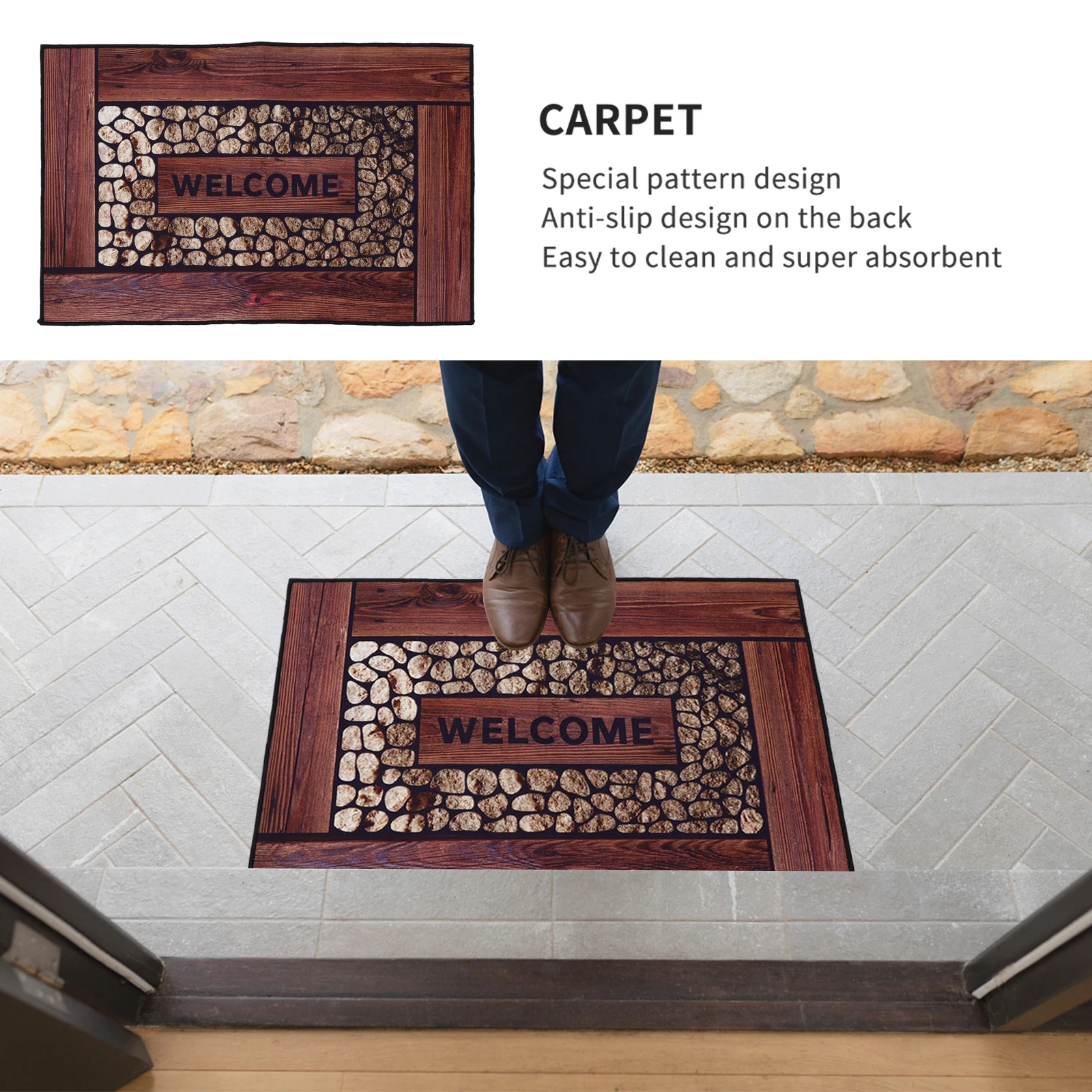 

3d Printed Floor High Quality Non Slip Wear Resistant Bathroom Mats Door Mat Ground Mat Welcome Mats Home Textiles