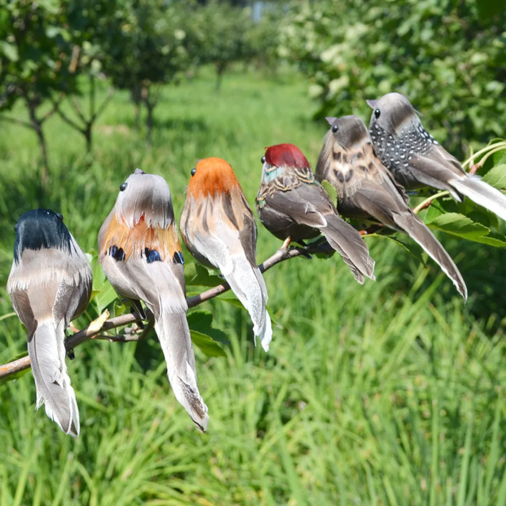 

5 Pcs Artificial Sparrow Birds Safe Foam Material Garden Desktop Plants Tree Decoration Home Greening Scene Accessory