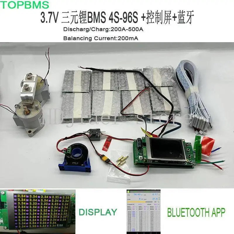 

4S-96S 3.7V Lithium Battery High-Voltage BMS Protection Board 200A 500A, Common/Independent Port with Bluetooth Screen